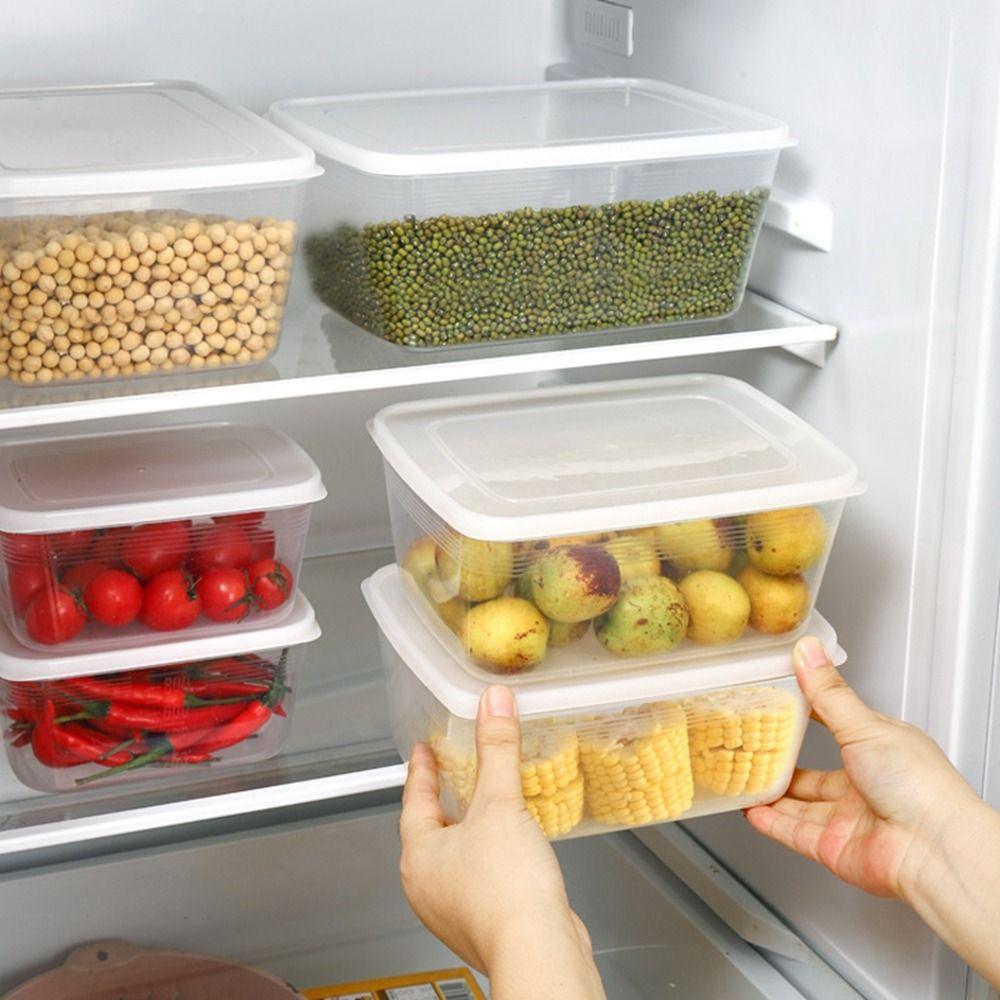 

Rectangular Refrigerator Storage Box Plastic Food Containers Practical Fresh Storage Box Kitchen