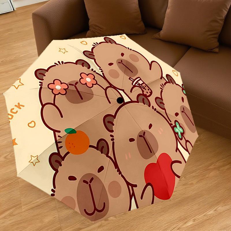 1 Stück Capybara Regenschirm - 8 Speichen verstärkt, Automatisches Öffnen, Leicht & Langlebig, Niedliches Modeaccessoire für Draußen - Y0309