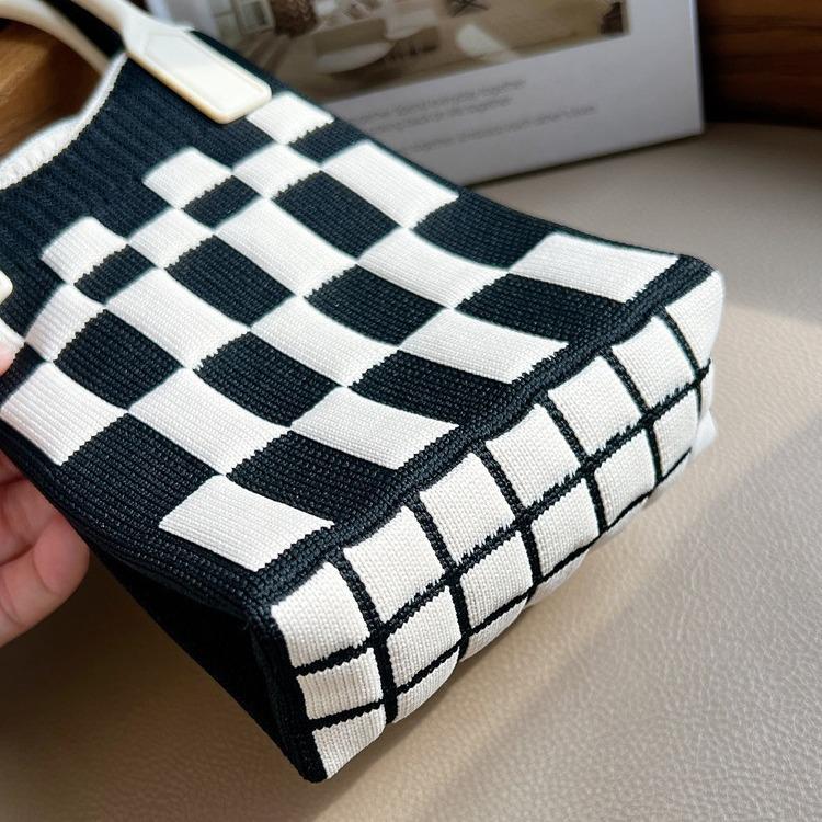 Plaid Cartoon Women's Crossbody Mini Bag: Cute, Lightweight, Knitted Phone Holder for Parent-Child Matching (2024)
