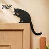 Niedliches Tier Tür Eckschild Holzschwarze Katze Topper, Minimalistisches Silhouette Rahmen Schild, Dekoratives Liebhaber Einweihungsgeschenk Deko für Wohnzimmer