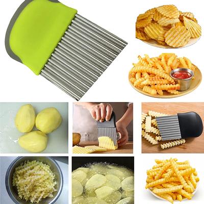 Gemüsehobel, Pommesschneider, Pommes-Wellenschneider, Edelstahl, Kartoffelschneider, Pommes Frites, Wellenmesser für Gemüse, Obst, Salat, Kartoffel-Wellenmesser