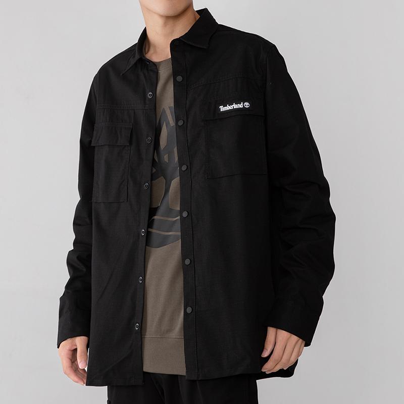 Timberland Letter Print Casual Polo Shirt Men shirts Black A22AZ-001