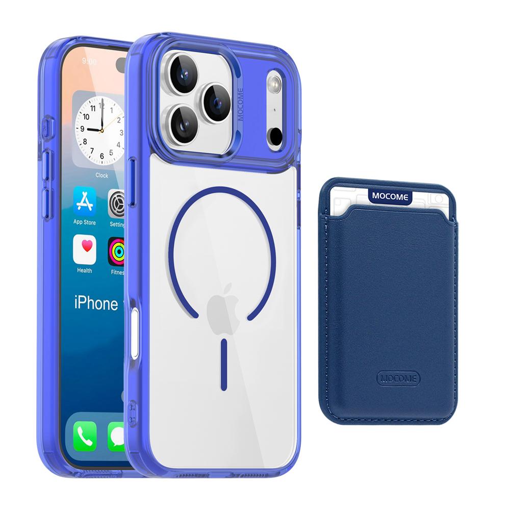 KEYSION Magnetic PU Card Holder Bag Phone Case for MagSafe for iPhone 17 Pro Max 17 Air Transparent TPU+PC Shockproof Back Cover