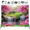 2D Spring Flower Waterfall Backdrop Lush Greenery Photography Background Cloth