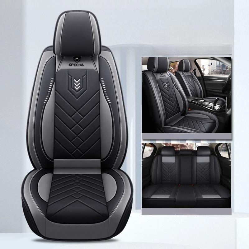 Full Set Car Seat Covers  Luxury Faux Leather Car Seat Covers, Universal Fit Full Coverage Protectors  Comfortable & Durable