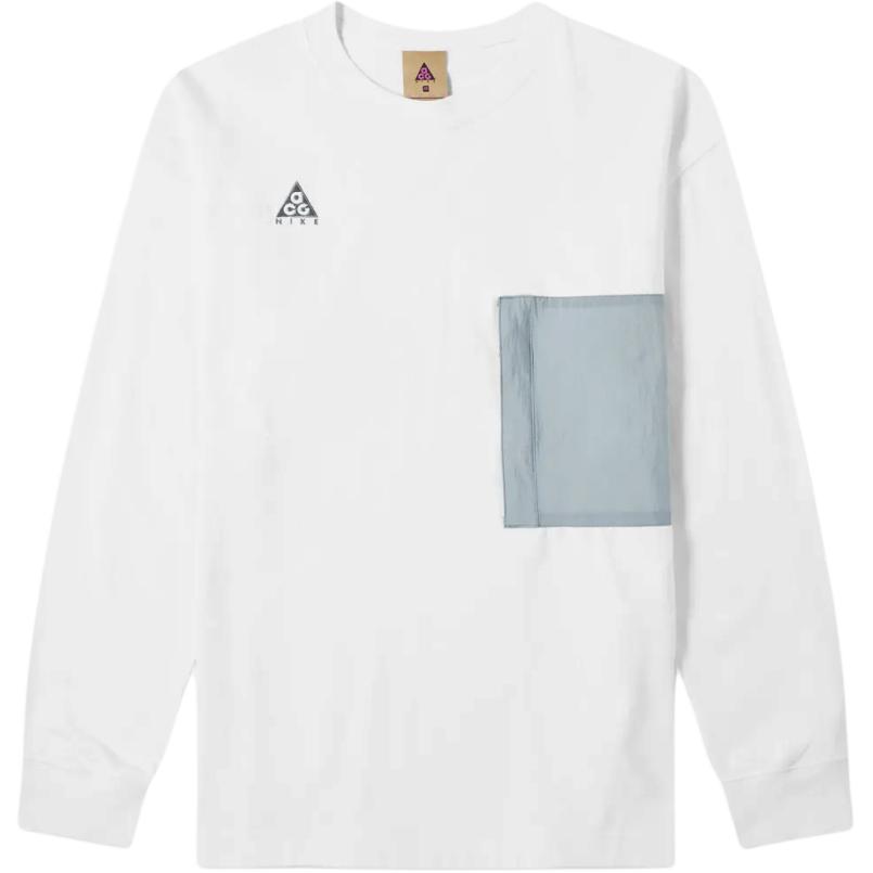 

Nike Футболка с цветными блоками и принтом с круглым вырезом и длинными рукавами, мужские топы, белые BQ7289-121 L