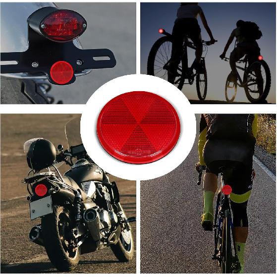 10 Pack Red Self Adhesive Round Reflectors, Road Safety Stick-On Rear Reflectors For Trailer Caravan Truck Lorry Or Agricultural Machines