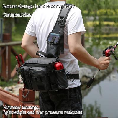 Sac à dos de pêche, boîte à leurres, sac de rangement pour équipement, sac banane pour hommes, sac à dos de pêche à la mouche avec porte-canne, sac à bandoulière