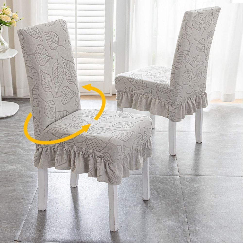 Stretchable Chair Seat Slipcovers Soft Seat Protectors Skirt Dining Chair Cover  for Dining Room