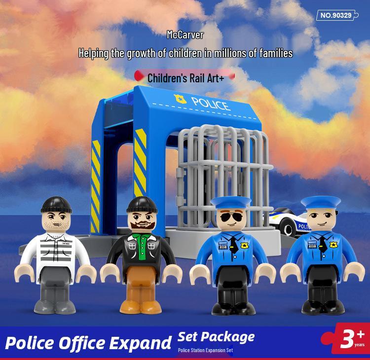 MyCarver Magnetic Police Car Set: Includes Police Officer Figurine, Compatible with Wooden Tracks