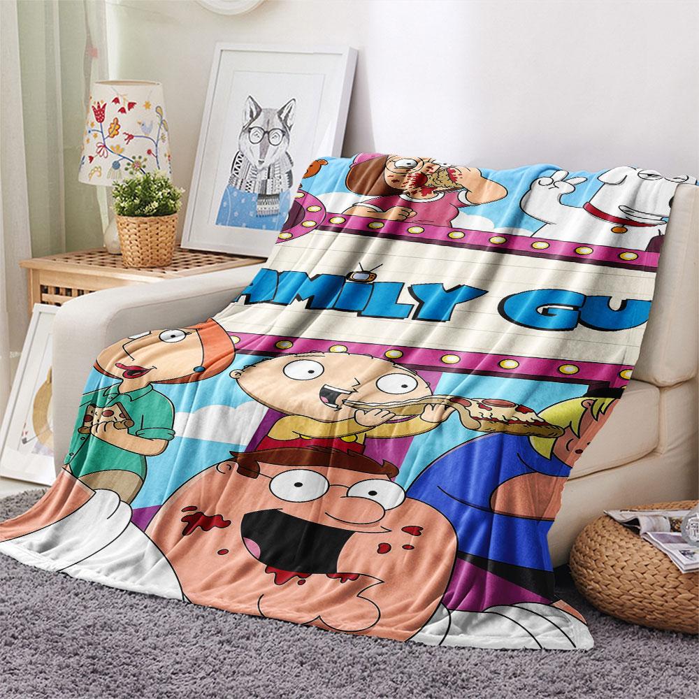 Family Guy Poster Printed Flannel Blanket, soft throw for bedroom sofa, washable, fan merchandise, great gift.