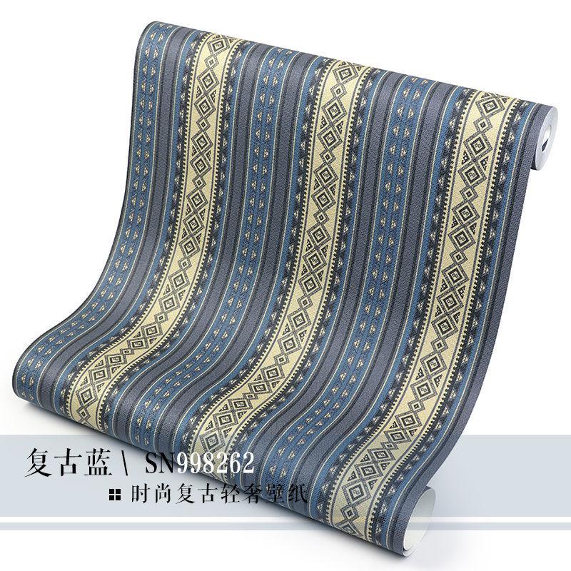 European Luxury Striped Wallpaper Tibetan Ethnic Style Living Room Bedroom Background Wall Paper for Hotel Restaurant