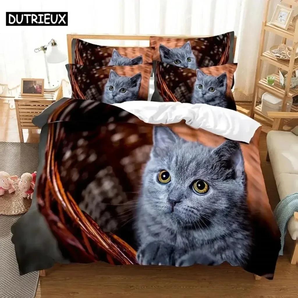 Luxury New 3D Print HD Duvet Cover Bedding Set Quilt Case Pillowcase Cat Pattern Double Full King Queen Twin Single Bedroom