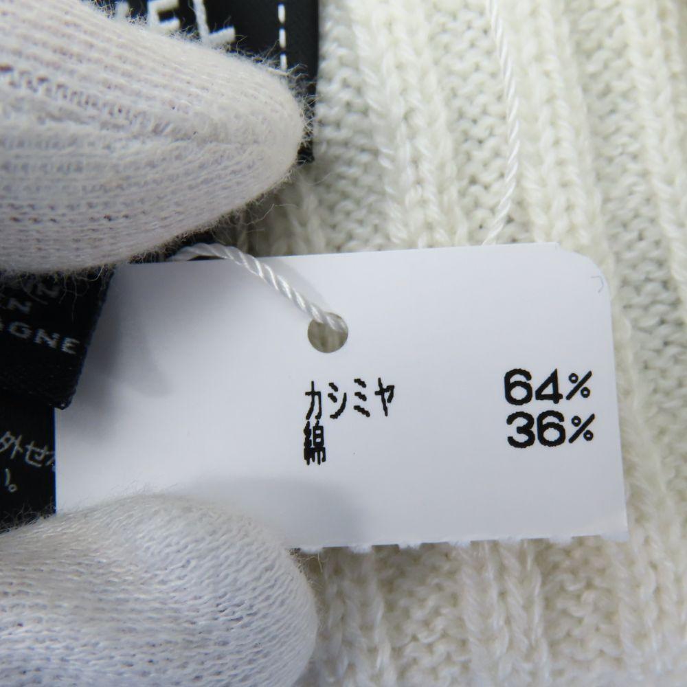 Used CHANEL Knit Cap Cashmere/cotton White Black Knit Hat