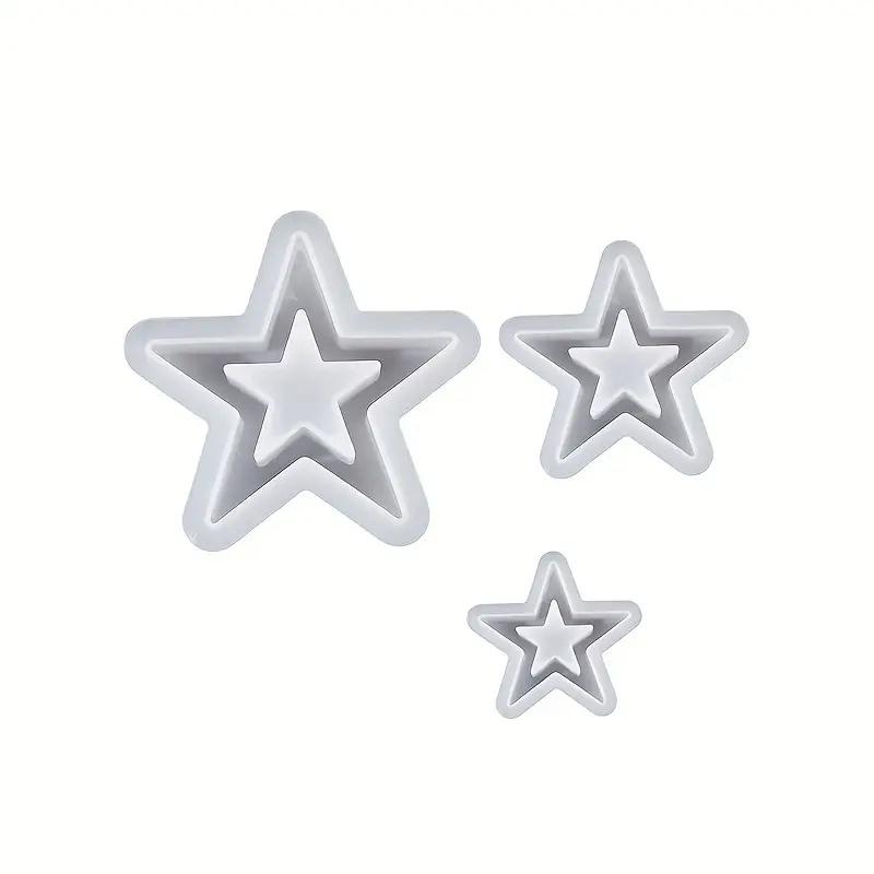 3PCS Star-Shaped Silicone Casting Molds, 3D Hollow Star DIY Craft Molds, for Epoxy Resin, Plaster, Home Christmas Decorations