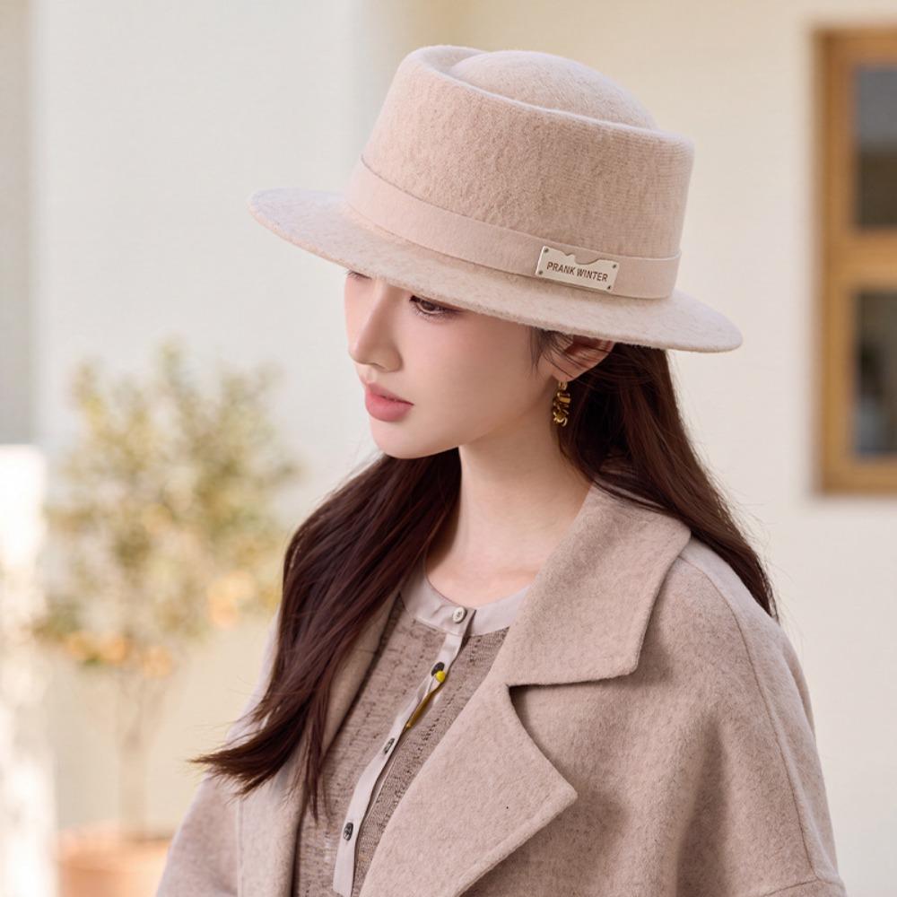 Wool Felt Women's Wool Hat Flat Top French Fedora Hat New Retro Lady Hat  Autumn Winter Daily Wear