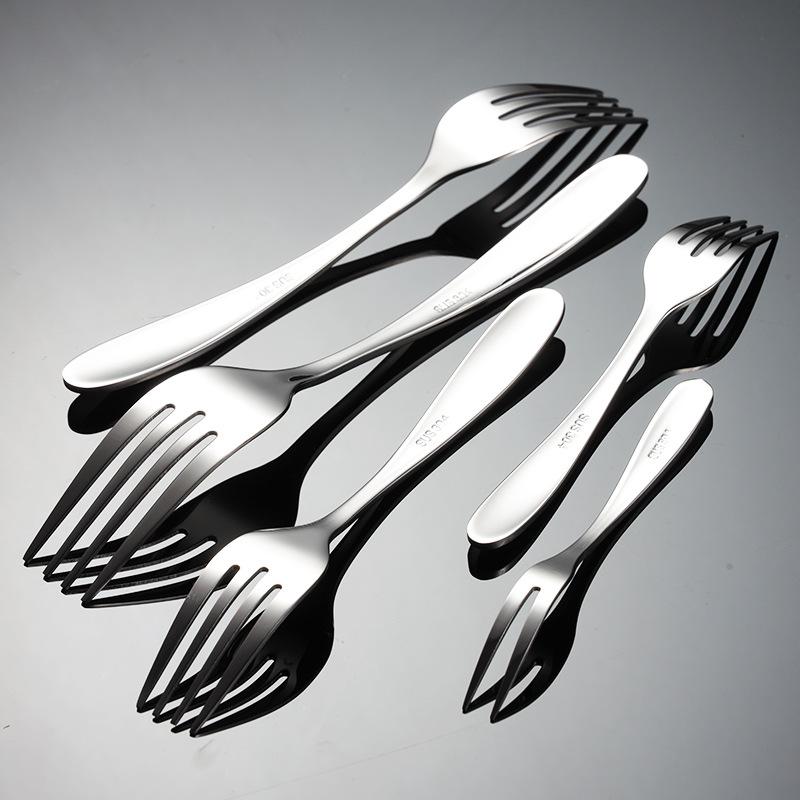 Furculiță și lingură pentru mâncare occidentală din oțel inoxidabil 304, tacâmuri cu specificații multiple, lustruire oglindă, cadou corporativ, furculiță pentru fructe 028