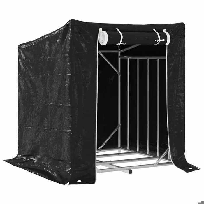 VidaXL Portant de bois de chauffage et housse de pluie acier galvanisé, stockage de bûches, porte-bûches de cheminée, 4104937