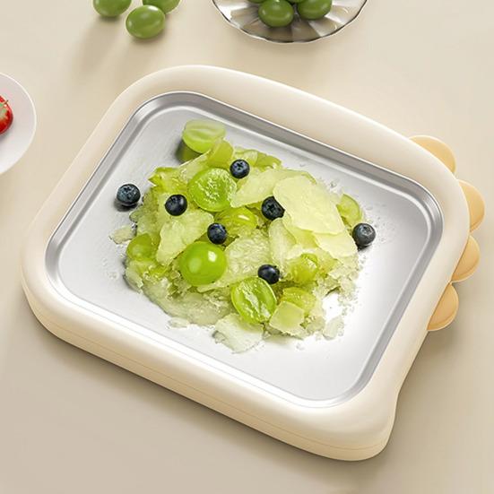 Kids Ice Cream Maker Stainless Steel Freezing Yogurt & Sorbet Machine with 2 Scrapers No-Electricity DIY Homemade Rolled Ice Cream Kit for Family Fun