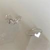Hollowed Stylish Jewelry Heart Shape Open Rings Women Retro Silver Tone Adjustable Punk Rings Set Adorable Stylish Girl Birthday Event Party Event