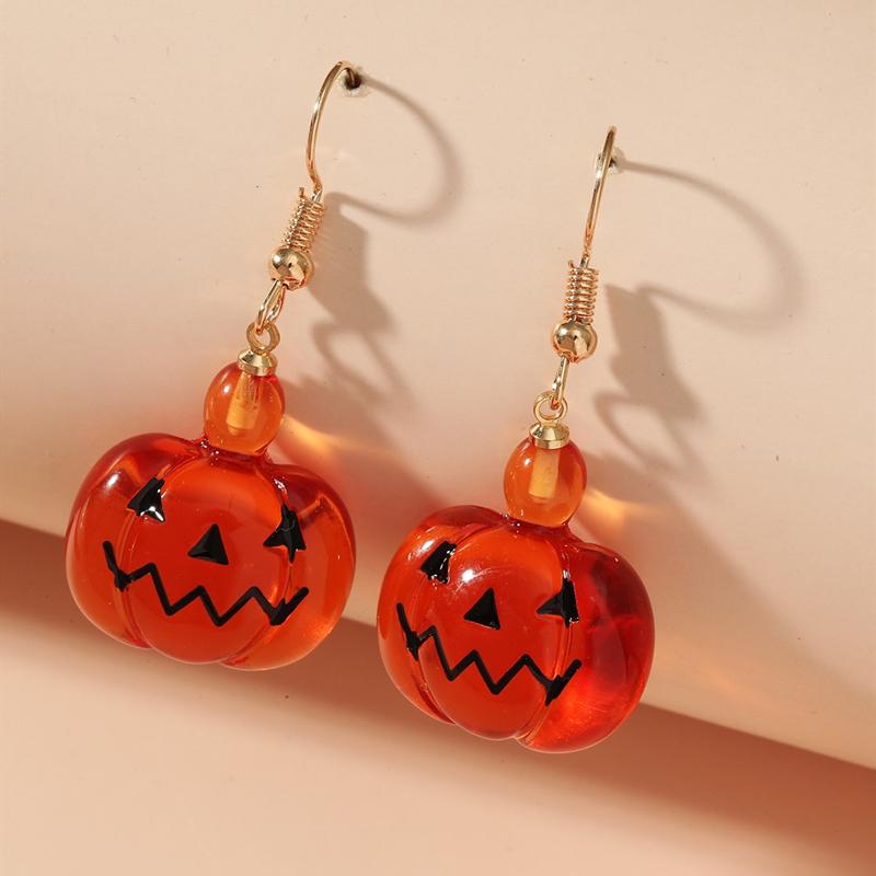 

Милые серьги-призраки в форме тыквы, украшения на Хэллоуин, каваи, оранжевые украшения для девочек, вечерние прозрачные аксессуары для косплея, подарок
