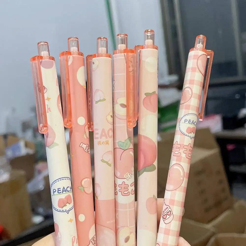 New Press Type Ballpoint Pens 0.5mm Cute Bear Peach Astronaut Writing Gel Pens Student Stationery Gift Learning Office Supplies