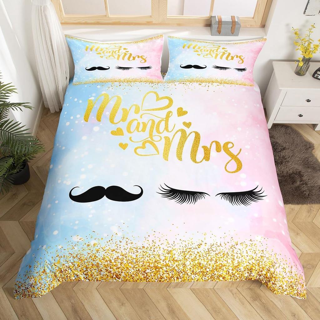 Comforter Eyelash Queen Golden Girl Lashes Bedding Set Gorgeous Priness Style Comforter For Women Girls Esthetician Gift