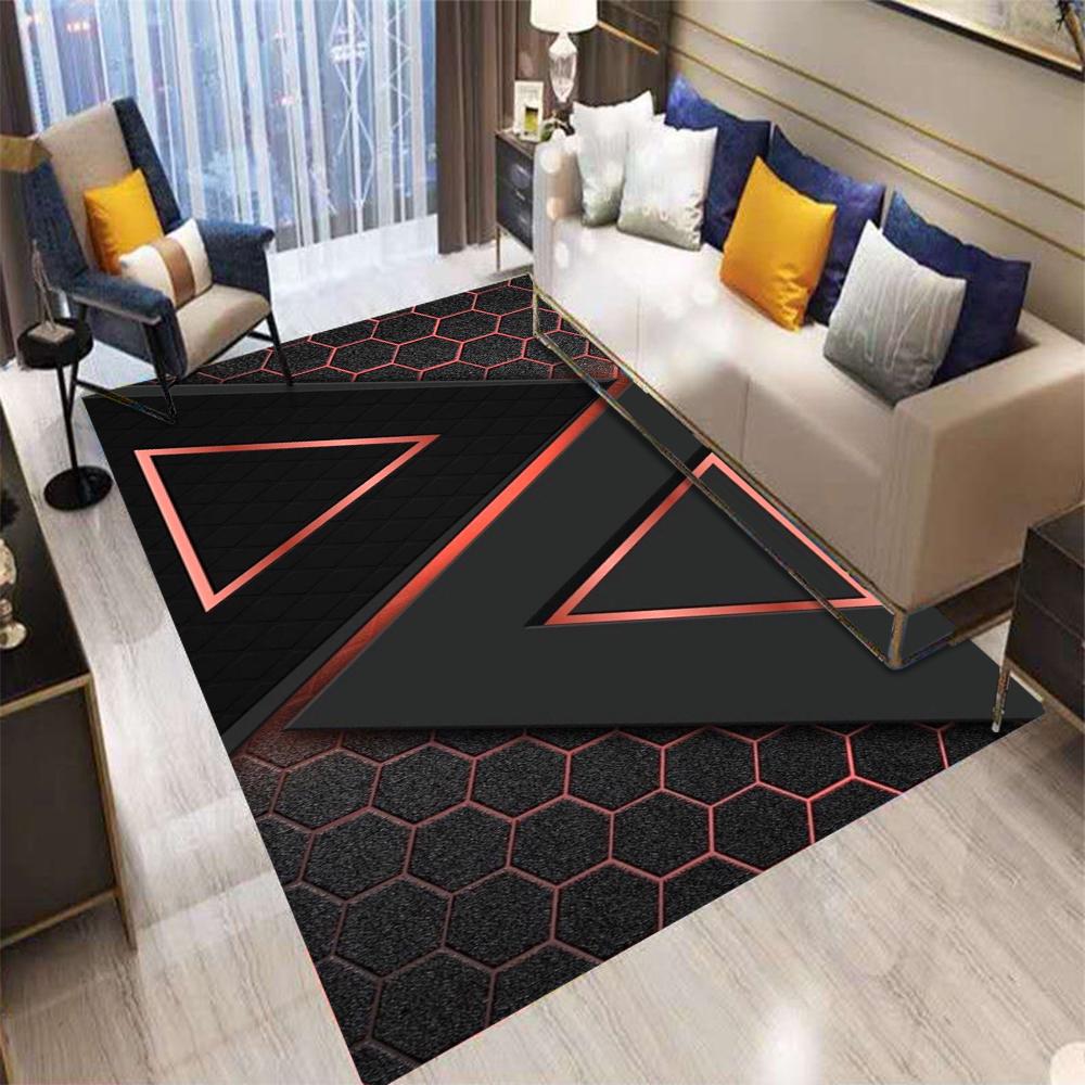 Geometrischer Teppich im Gaming-Stil für das Wohnzimmer Fluoreszierendes Farbdesign Innen-Heimdekoration Teppich für große Flächen Bodenmatte für Tech-Home