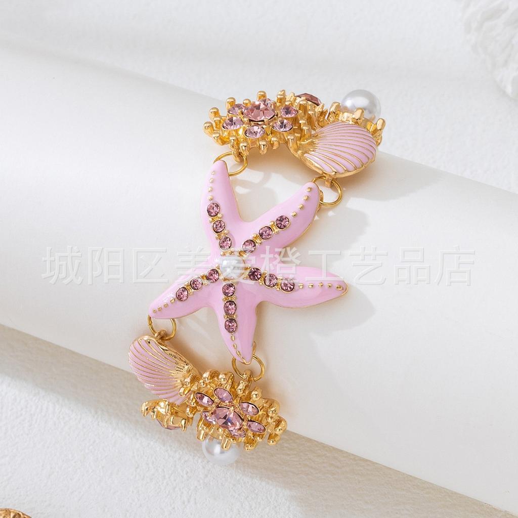 Beach Vacation Style, Ocean Starfish, Shell Bracelet, Female Bohemian Feng Shui Jewelry, Spring And Summer Tide