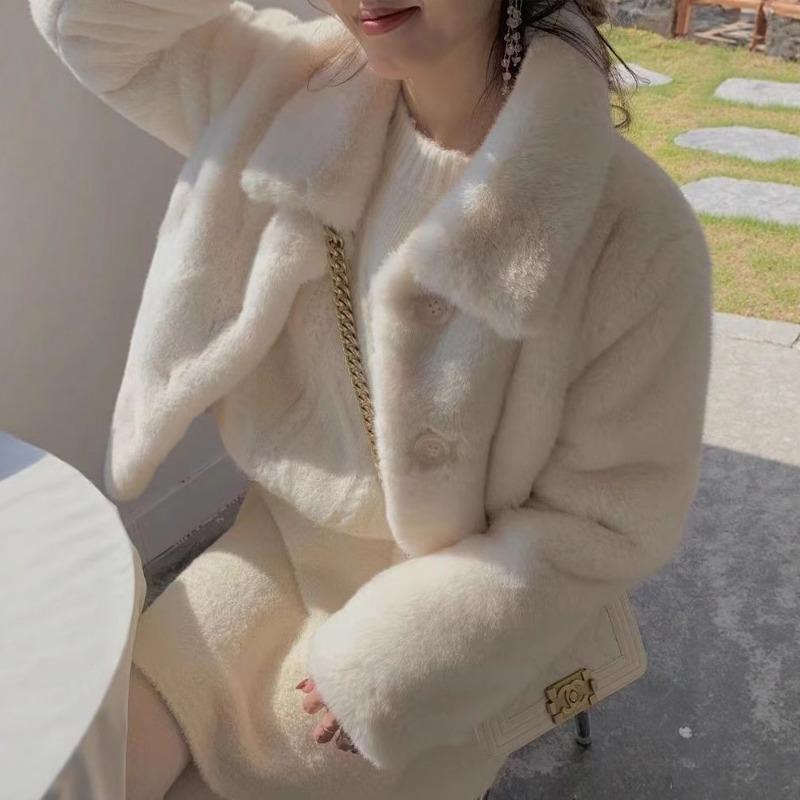Lamb wool imitation fur new female young short imitation Rex rabbit fur plush autumn and winter