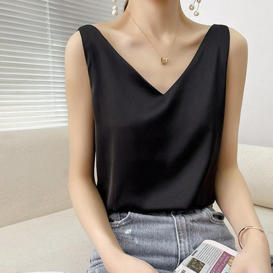 Dames Zomer Satijnen Zijden Camisole: Mouwloze Top, Basislaag van IJszijde, Veelzijdig Ondergoed of Bovenkleding