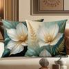 Floral Patterned Cushion Covers Green Gold Flower Decor Polyester pillowcase, sofa decorative cushion cov Headboard Pillow
