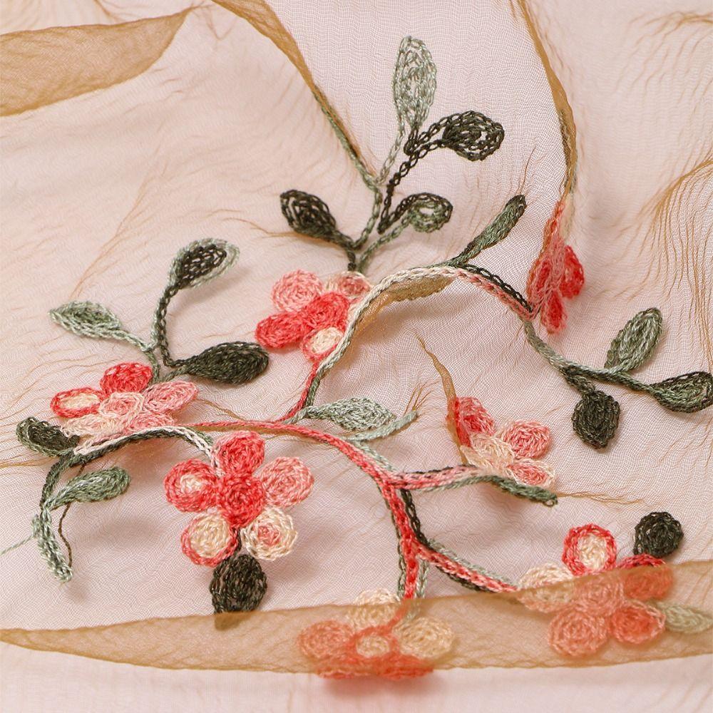 High Quality Plum Blossom Embroidery Lace Square Scarf Thin Vintage Neck Tie Shawl Wraps Headkercheif Hijab for Women