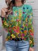 Women's T-Shirt Floral Graphic Plants Retro Long Sleeve O-Neck Pullover Regular Tops Daily 3D Print Autumn Tees Female Clothing