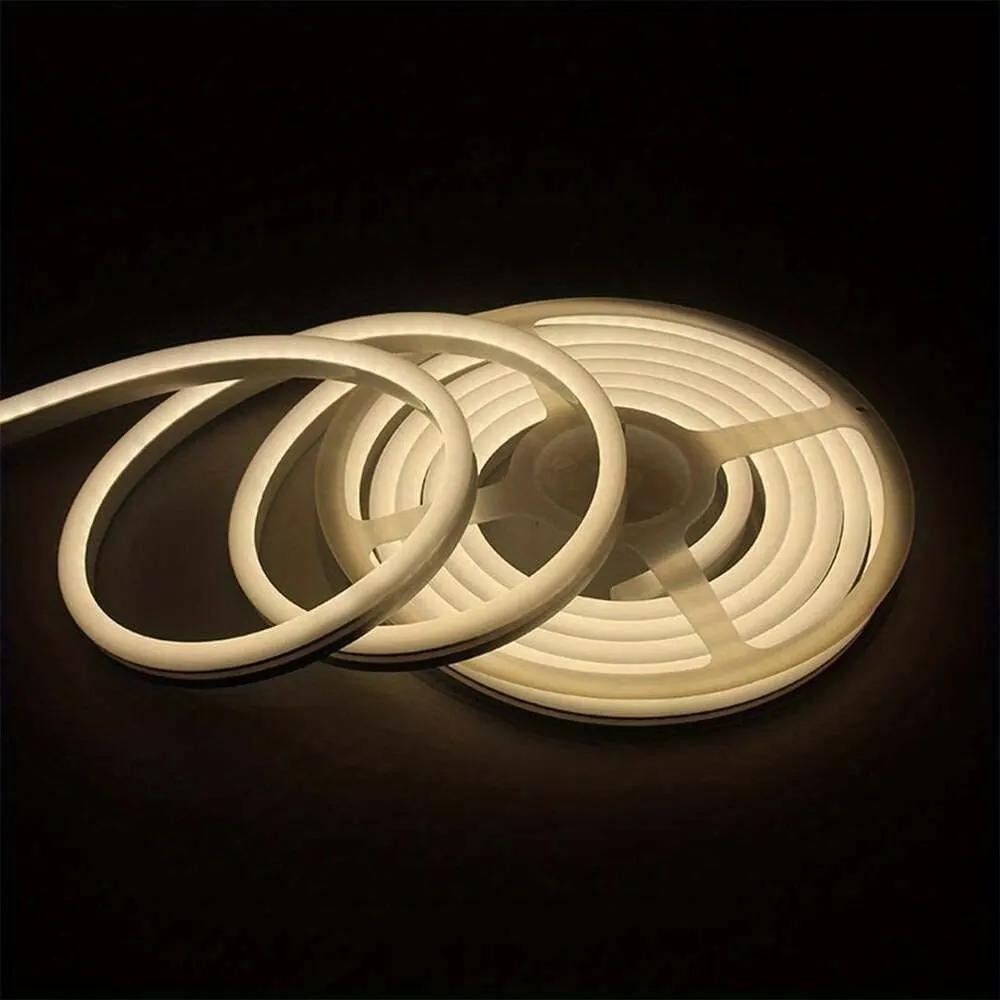 

5M 600 Lights Neon Light Strip LED Flexible Silicone Set Embedded Linear Flexible Light Strip for Ndoors Outdoors Bedroom 5m 600lights теплим білим кольором