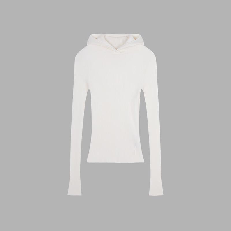 JNBY 2024 Winter Slim Fit Hooded 100% Wool Knit Sweater