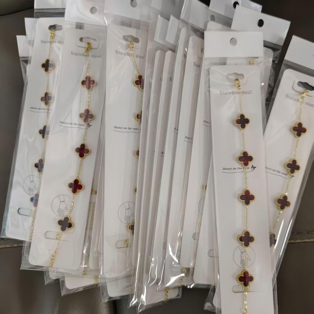 Gold-Plated Stainless Steel Four-Leaf Clover Bracelet - 13mm, Fashionable Color-Retention Jewelry