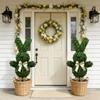 Artificial Bunny Shaped Topiary Tree Decorative Garden Stake Realistic Faux Plant Sculpture for Indoor Outdoor Use Easter Spring Decoration