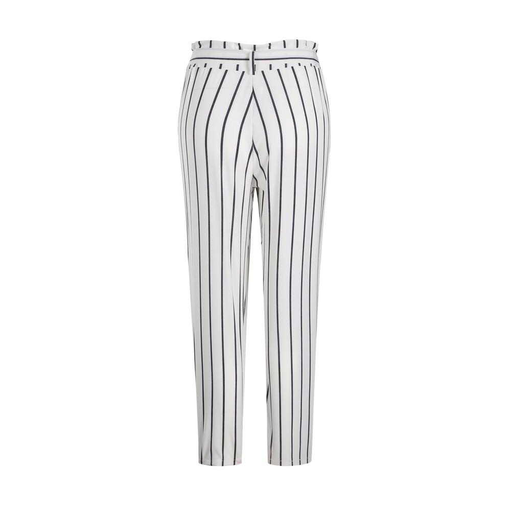 Skinny Women Striped Long Jeans Tie High Waist Ladies Pants Trouser
