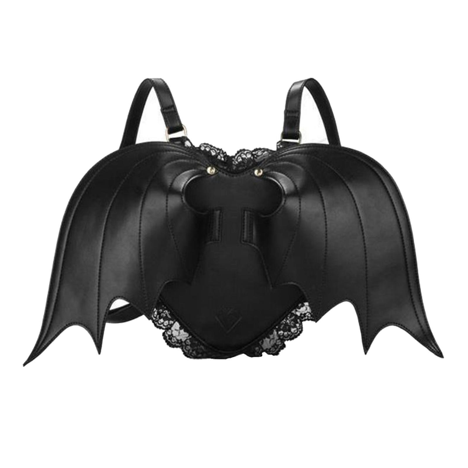 

Рюкзак в стиле панк, черная сумка через плечо, рюкзак Goth Wing, кожа, кружево