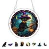 Yousheng Acrylic Puzzle Suncatcher, Halloween Black Cat Castle Raven DIY Sun Catcher Kit, Stained Glass Window Hanging Ornament for Home, Garden