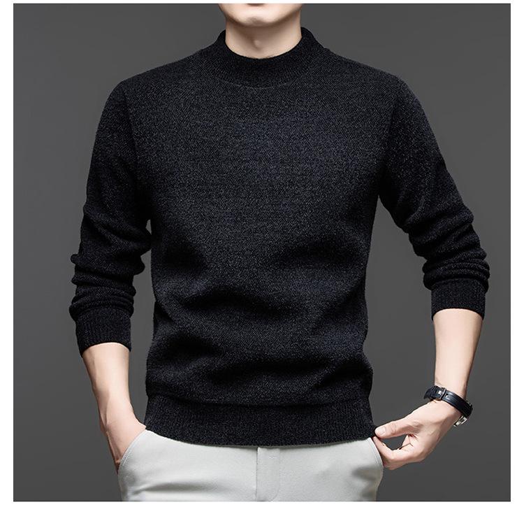 Men's Winter Half-High Collar Thick Mink Velvet Sweater