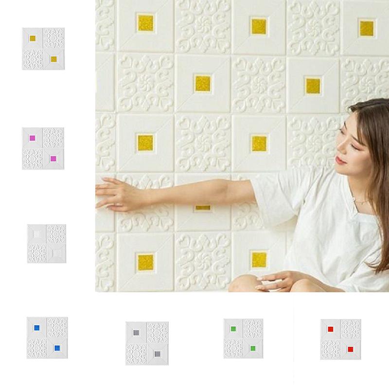 10Pcs 35x35cm 3D Wall Sticker Ceiling Panel Roof Decoration Self Adhesive Foam Wallpaper