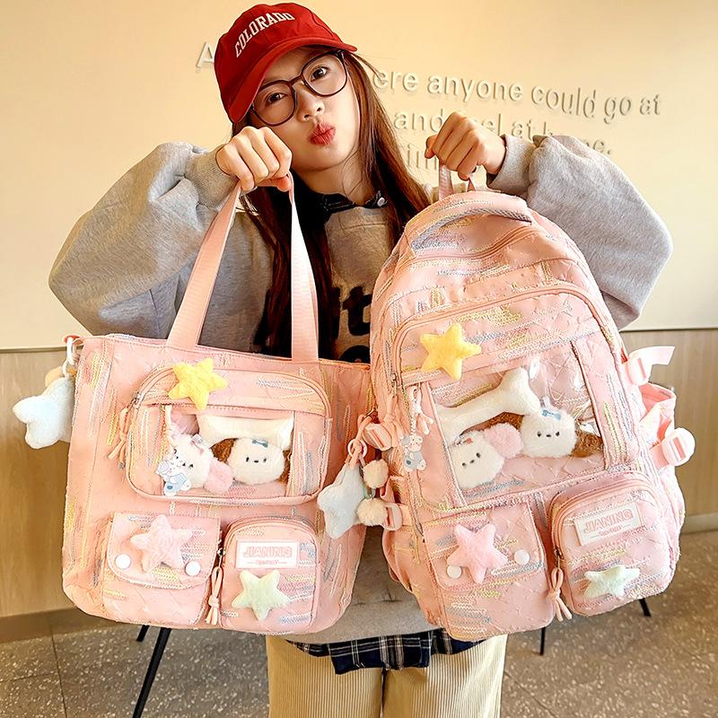 Schoolbag Children Elementary School Students Junior High School Girls Multi Layer High Value Ins Pain Bag Backpack