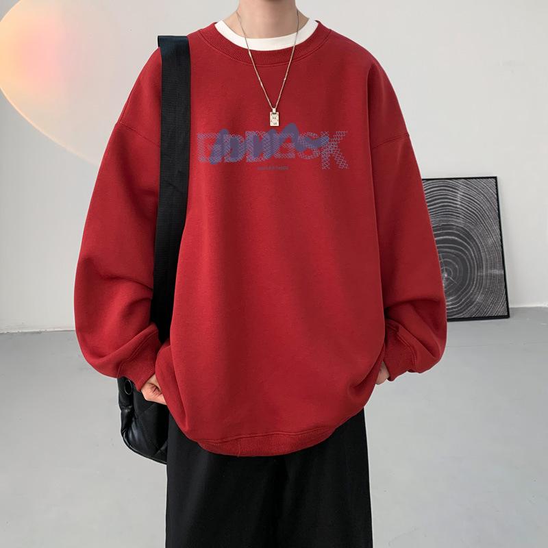 Round Neck Sweatshirt Men's Spring and Autumn New Heavyweight Hooded Top Men's American Trendy Brand Casual Large Size Jacket for Men