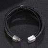 Trendy European American Multi-layer Woven Leather Bracelet with Stainless Steel Magnetic Buckle