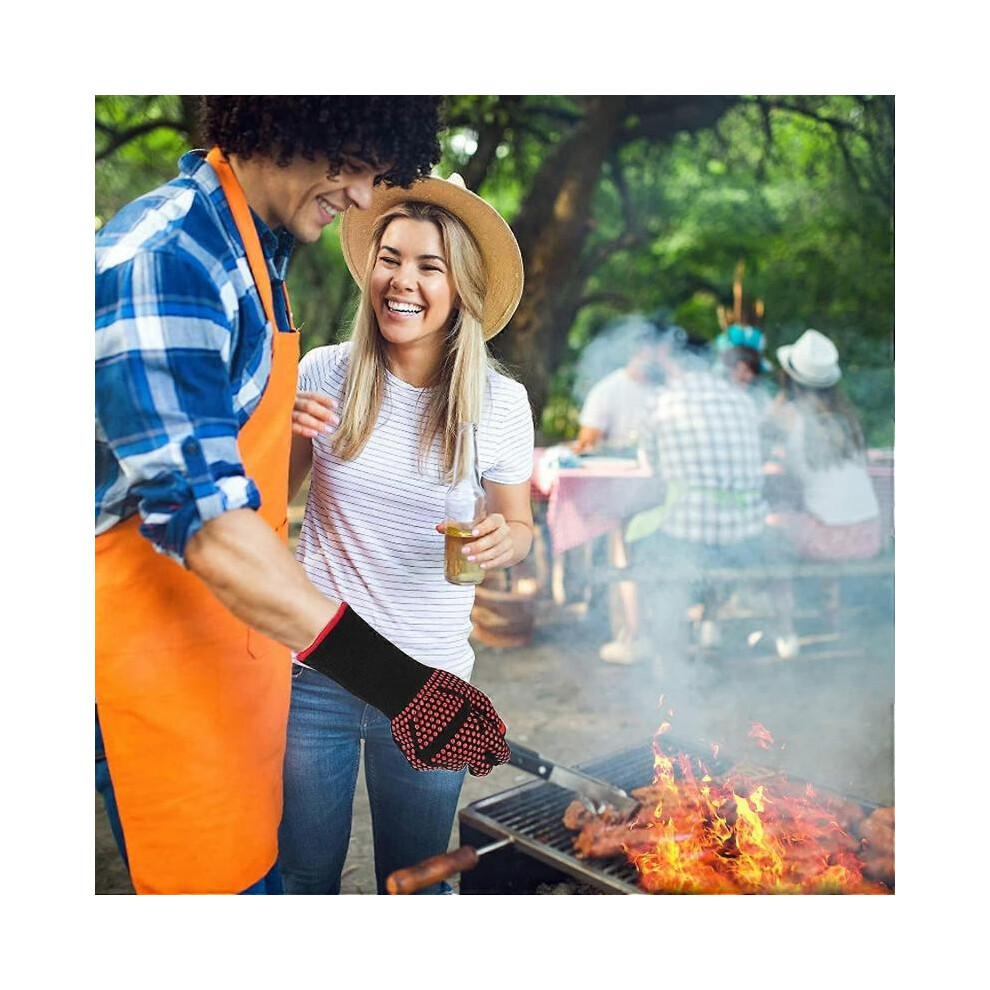 Barbecue Gloves, 1 Pair - Heat Proof Oven Gloves Up to 800C, Heat Resistant Non-Slip Oven Gloves