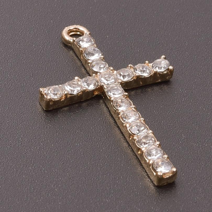 5pcs Rhinestone Cross Pendant Charms For Jewelry Making Supplies DIY Necklace Christ Accessories Crystal Charm Handmade Material