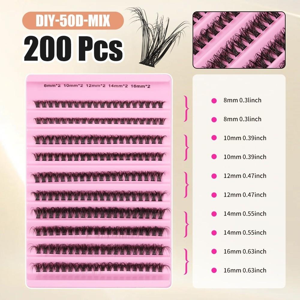 3D Mink Effect Fake Eyelash Set Mixed Length Eyelash Extension Faux Mink Eyelashes  for Women 3