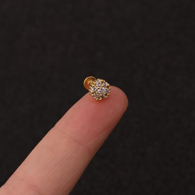 exquisite Flower Puncture Earring Screw lady's Butterfly gift Ear Bone Nail Twist Ball Ear Nail Stainless Steel  Jewelry